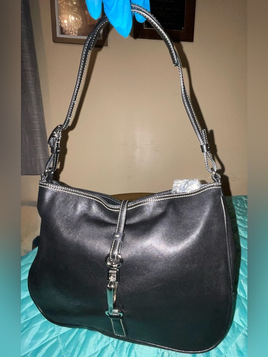 Coach Handbags - Coach Hampton Clip Hobo 7751 Black Leather Y2K 2002 Contrast Stitch Vintage
